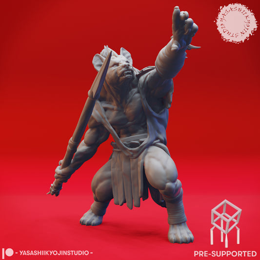 Gnoll - Spear - Tabletop Miniature (Pre-Supported STL)