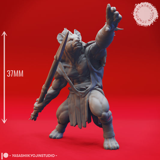 Gnoll - Spear - 3D Printed Mini for Tabletop Gaming, Dungeons and Dragons, Pathfinder, Kings of War and other RPG's