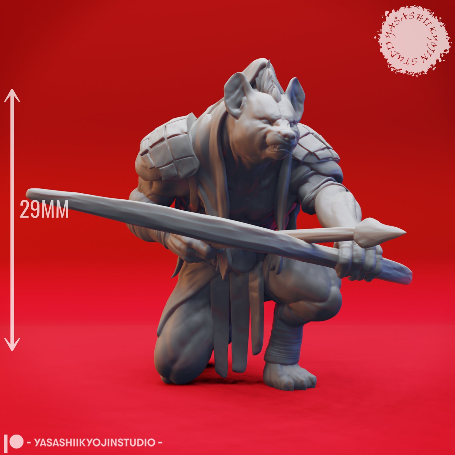 Gnoll - Archer - 3D Printed Mini for Tabletop Gaming, Dungeons and Dragons, Pathfinder, Kings of War and other RPG's