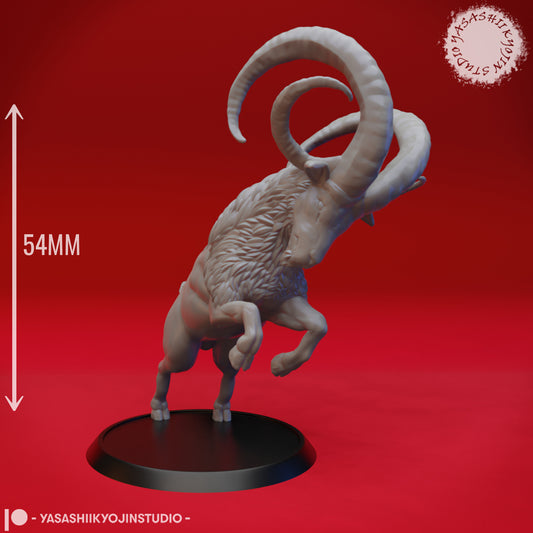 Giant Goat - Rearing - 3D Printed Mini for Tabletop Gaming, Dungeons and Dragons, Pathfinder, Kings of War and other RPG's
