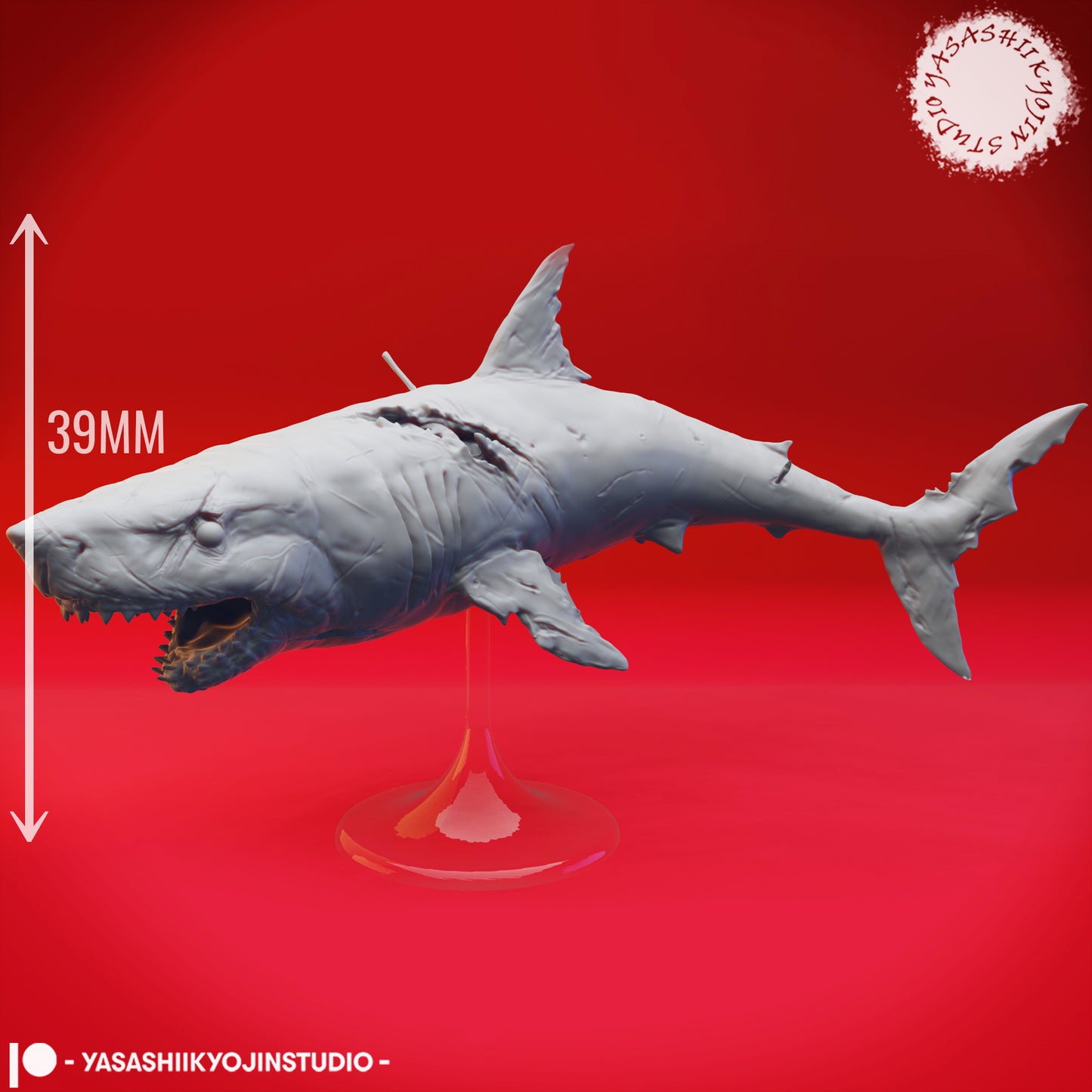 Zombie Shark - 3D Printed Mini for Tabletop Gaming, Dungeons and Dragons, Pathfinder, Kings of War and other RPG's