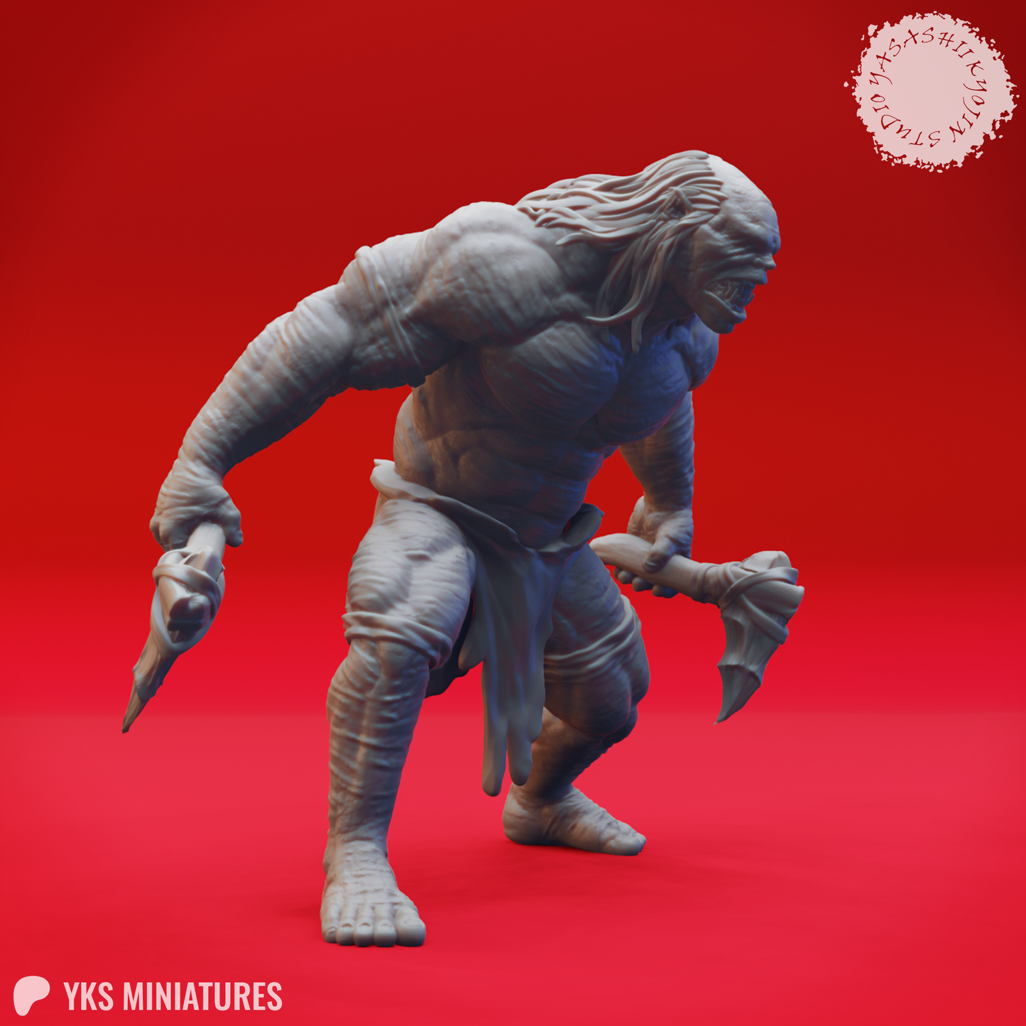 Grimlock - Stone Hatchets - 3D Printed Mini for Tabletop Gaming, Dungeons and Dragons, Pathfinder, Kings of War and other RPG's