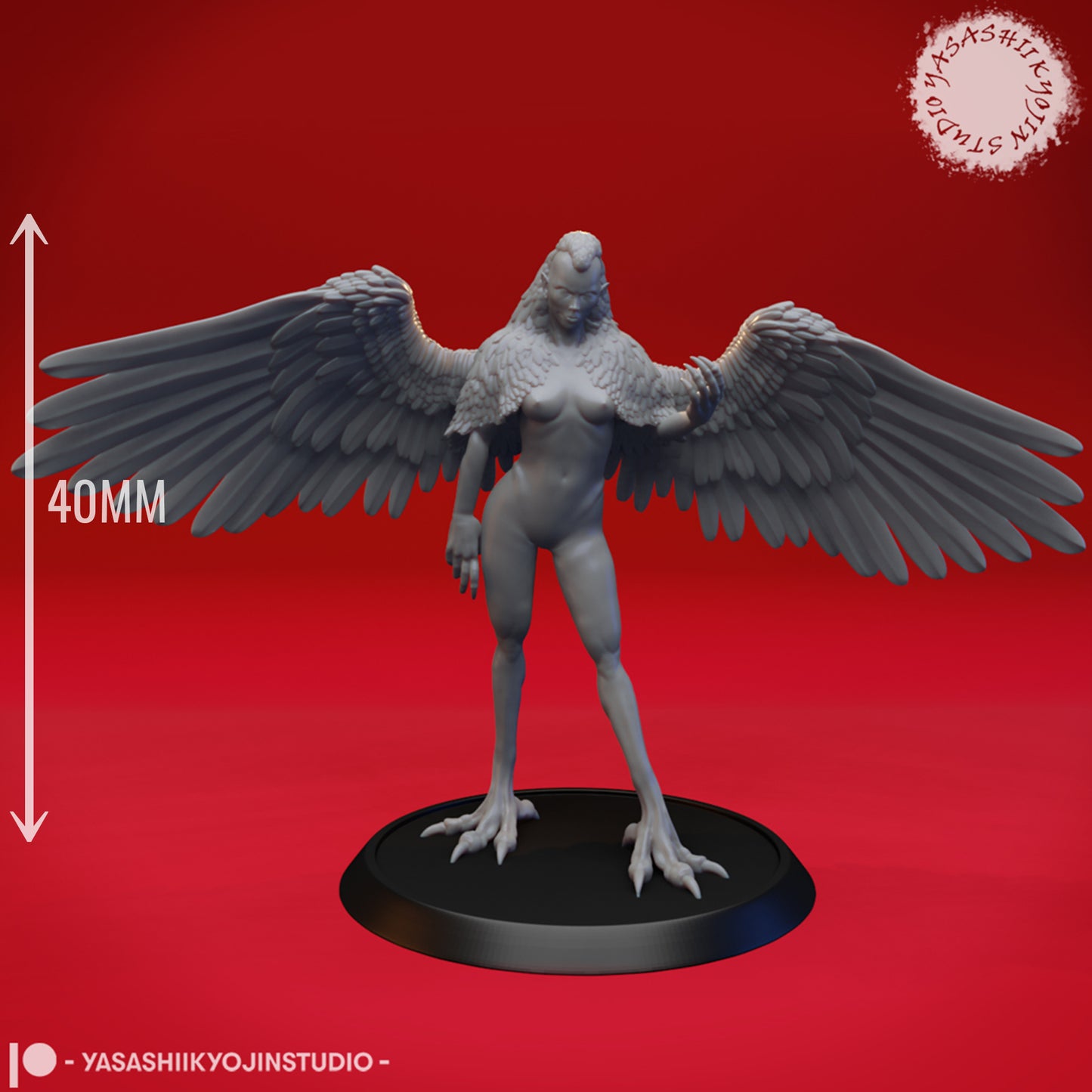 Harpy - Taunting - 3D Printed Mini for Tabletop Gaming, Dungeons and Dragons, Pathfinder, Kings of War and other RPG's