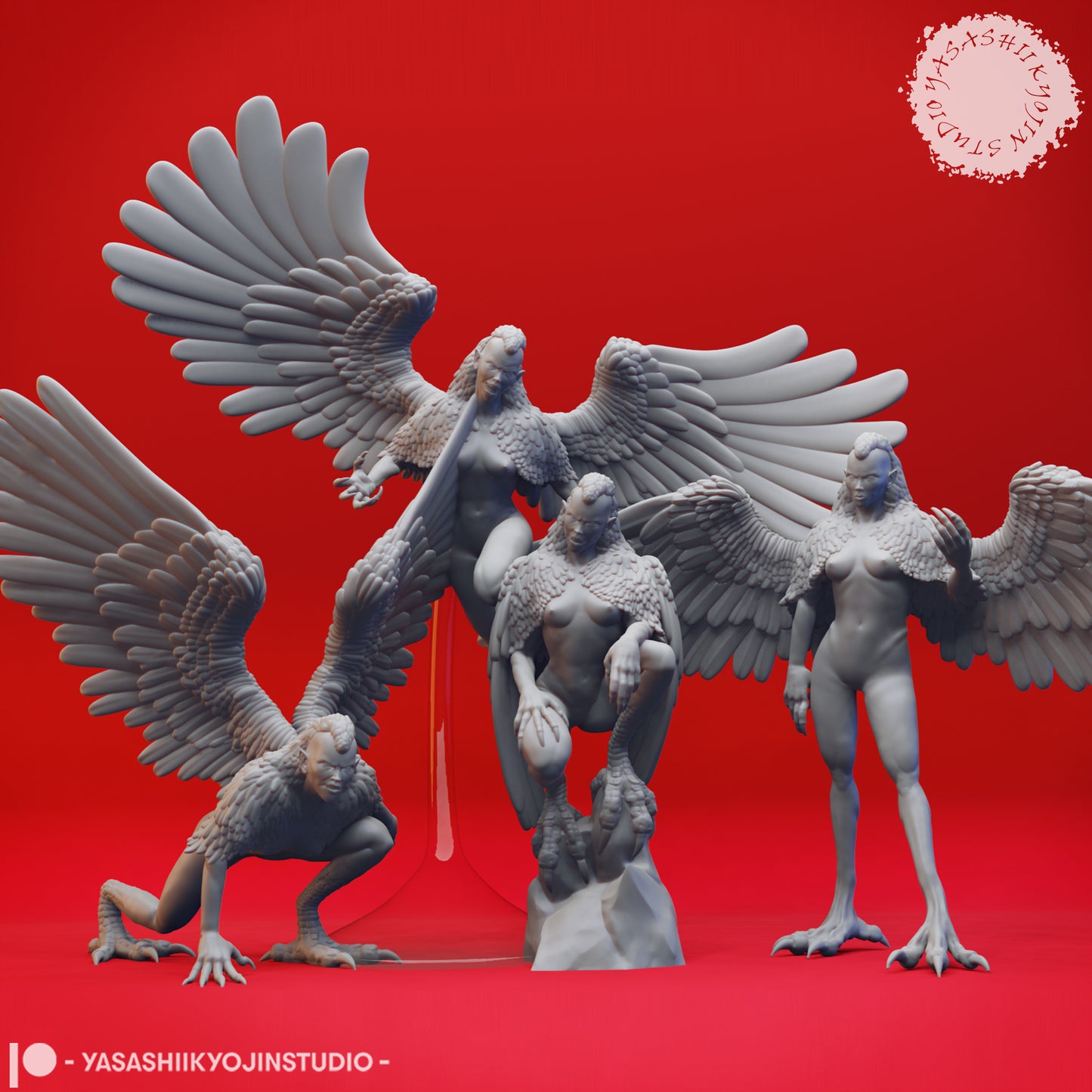 Harpy Clan - Bundle - 3D Printed Minis for Tabletop Gaming, Dungeons and Dragons, Pathfinder, Kings of War and other RPG's