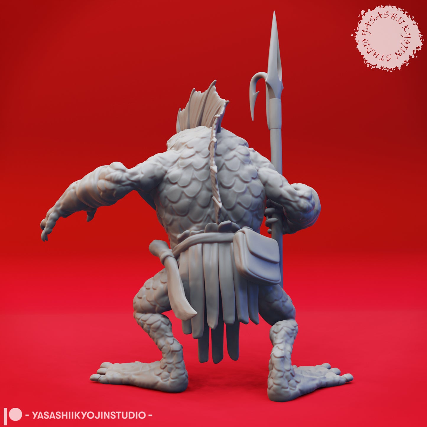 Kuo-Toa - Spear - 3D Printed Minis for Tabletop Gaming, Dungeons and Dragons, Pathfinder, Kings of War and other RPG's