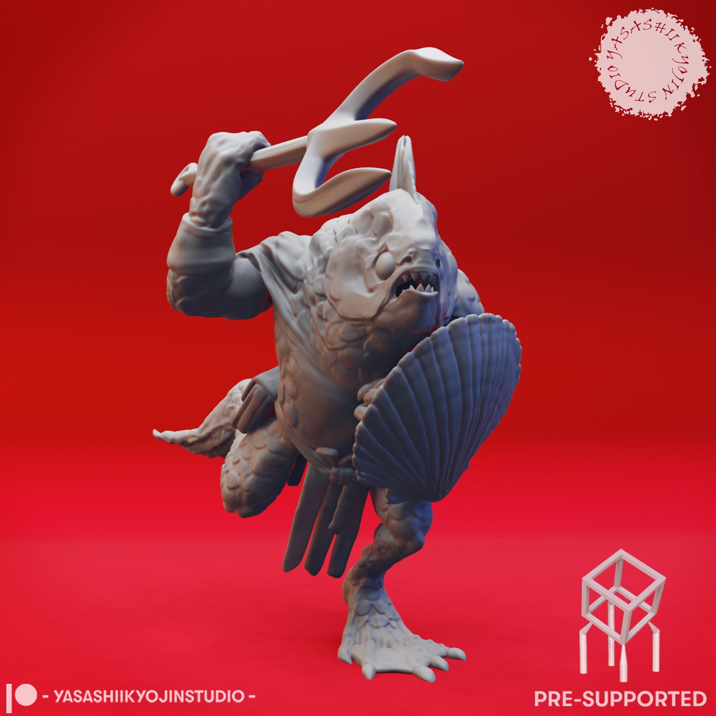 Kuo-toa - Trident - Tabletop Miniatures (Pre-Supported STL)