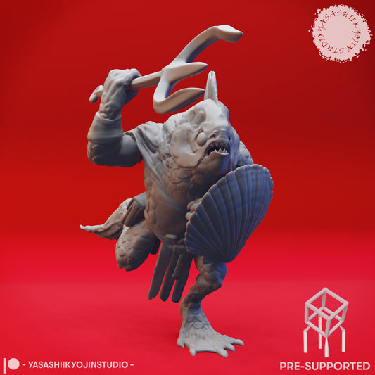 Kuo-toa - Trident - Tabletop Miniatures (Pre-Supported STL)