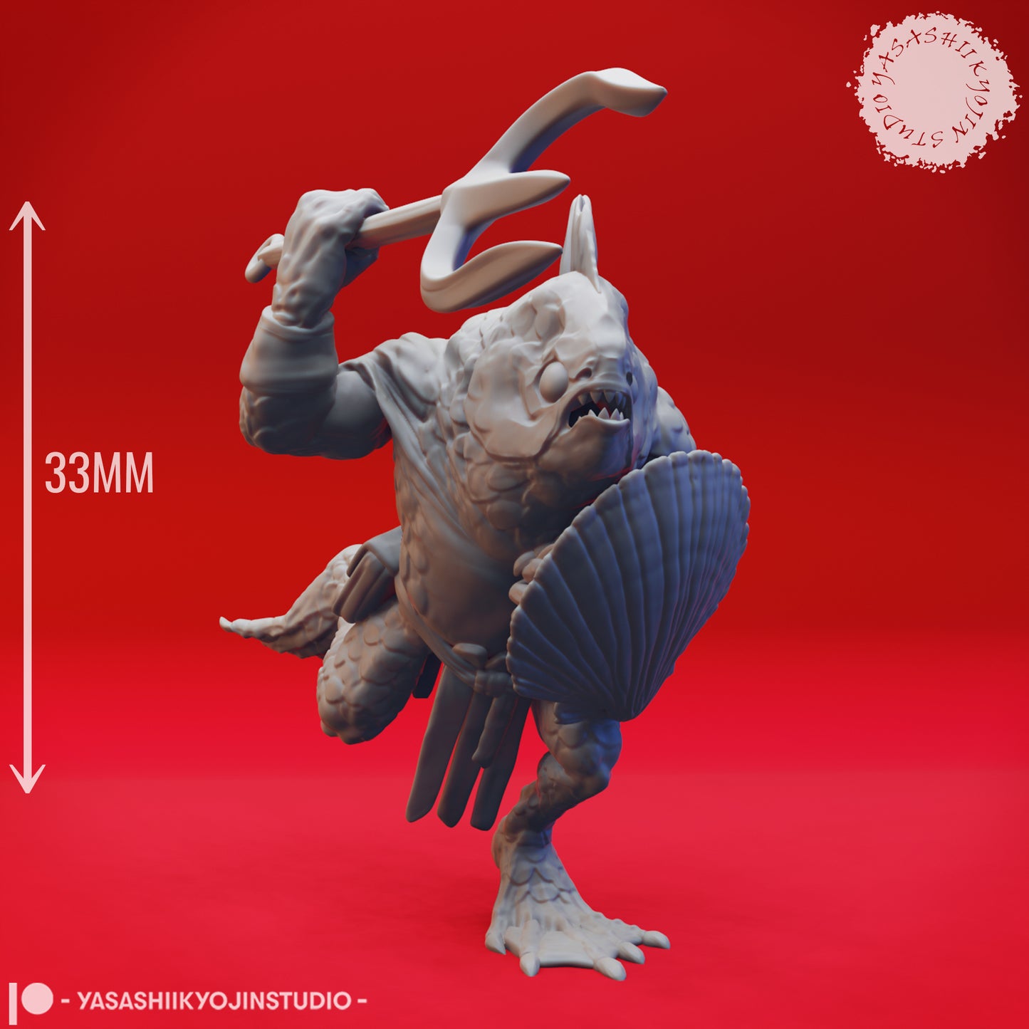 Kuo-toa - Trident - Tabletop Miniatures (Pre-Supported STL)
