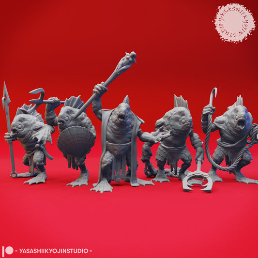Kuo-Toa Mob - Bundle - 3D Printed Minis for Tabletop Gaming, Dungeons and Dragons, Pathfinder, Kings of War and other RPG's