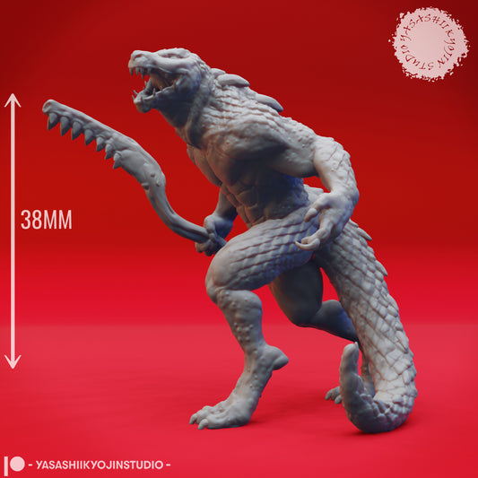 Lizardfolk - Brute - 3D Printed Mini for Tabletop Gaming, Dungeons and Dragons, Pathfinder, Kings of War and other RPG's