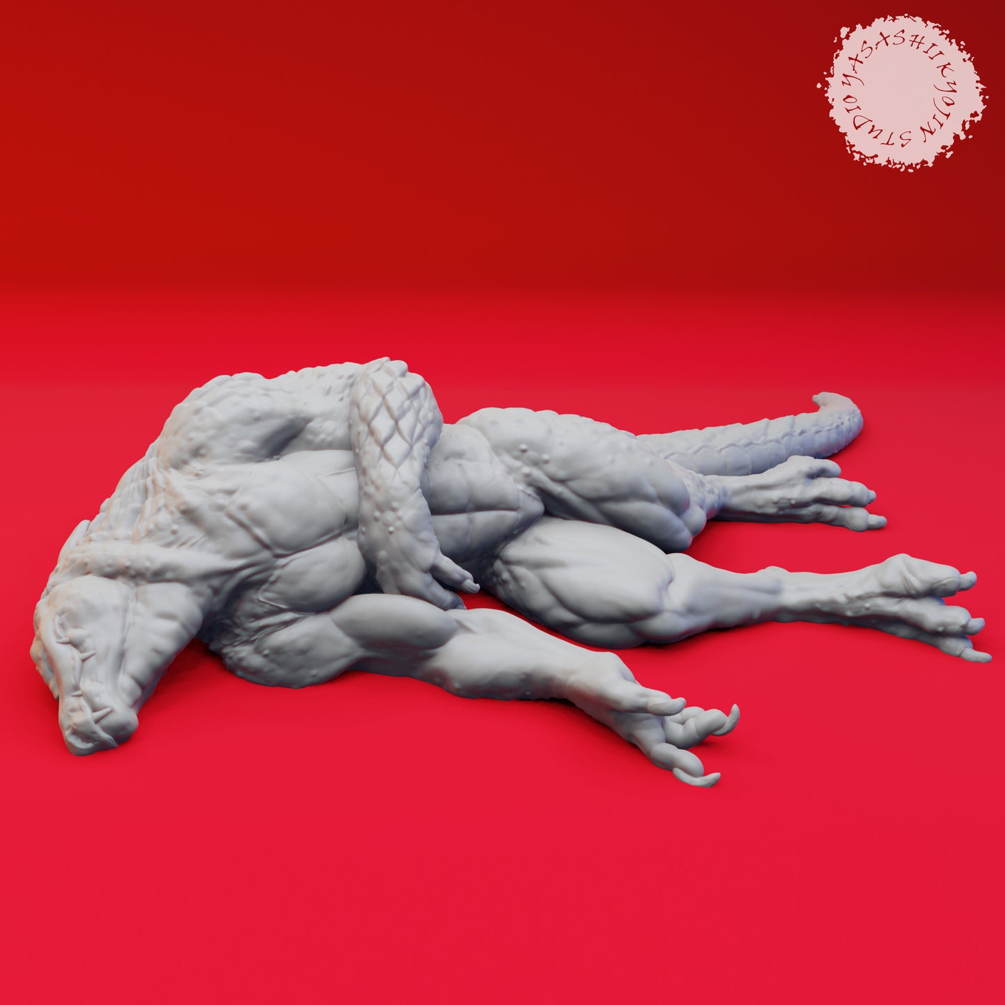 Lizardfolk - Defeated - 3D Printed Mini for Tabletop Gaming, Dungeons and Dragons, Pathfinder, Kings of War and other RPG's