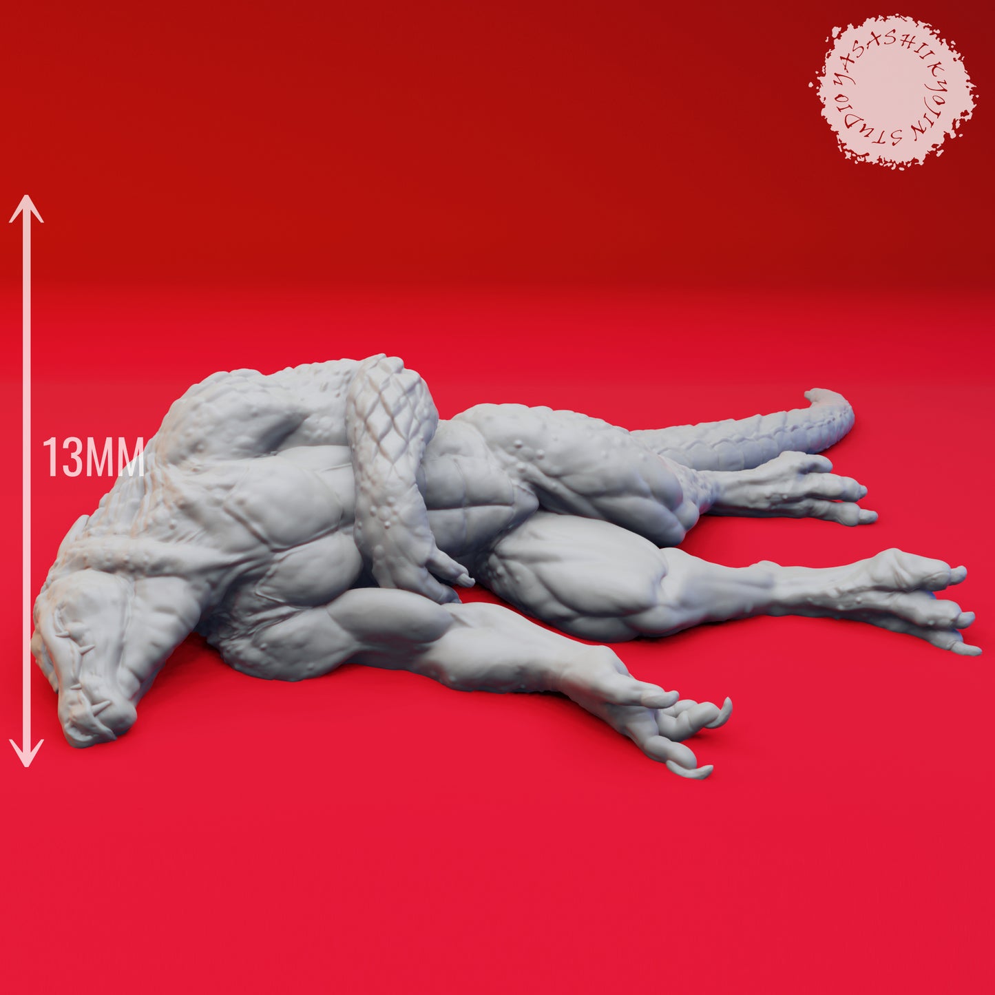 Lizardfolk - Defeated - 3D Printed Mini for Tabletop Gaming, Dungeons and Dragons, Pathfinder, Kings of War and other RPG's