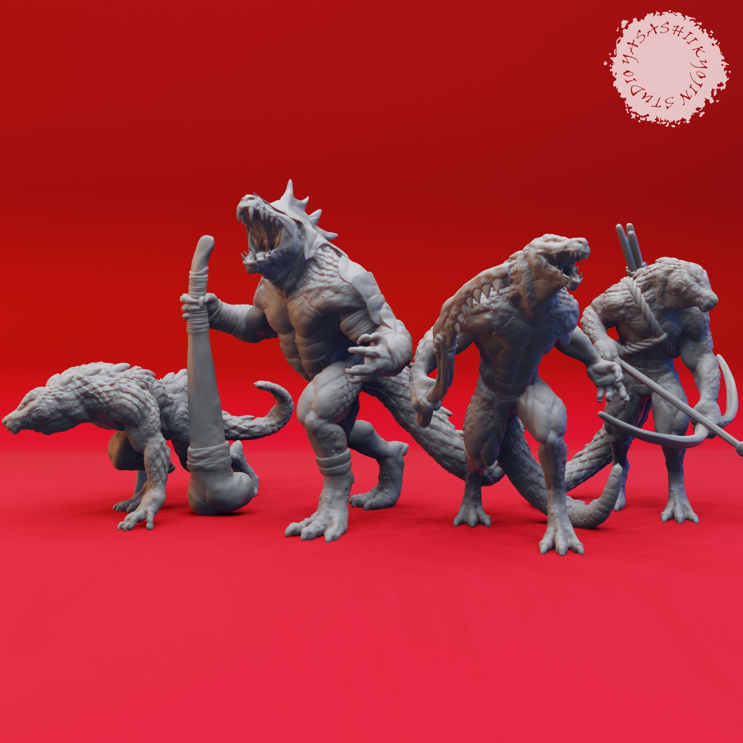 Lizardfolk Warband - Bundle - 3D Printed Mini for Tabletop Gaming, Dungeons and Dragons, Pathfinder, Kings of War and other RPG's