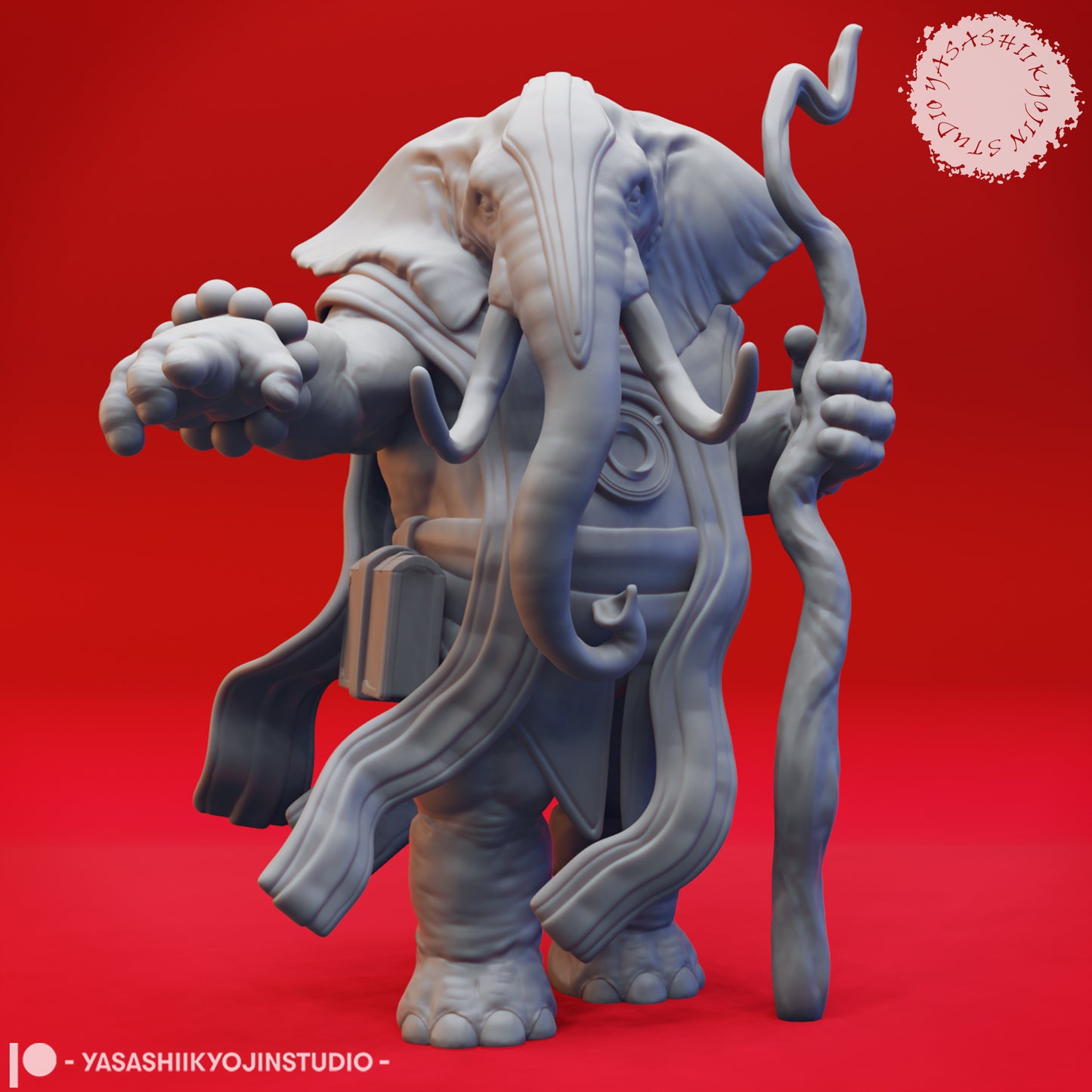 Loxodon Druid - 3D Printed Mini for Tabletop Gaming, Dungeons and Dragons, Pathfinder, Kings of War and other RPG's