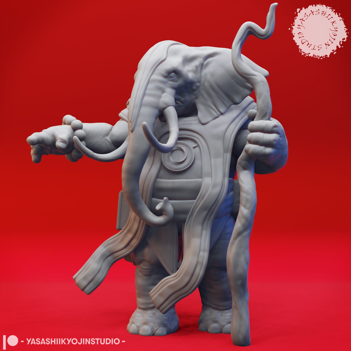 Loxodon Druid - 3D Printed Mini for Tabletop Gaming, Dungeons and Dragons, Pathfinder, Kings of War and other RPG's