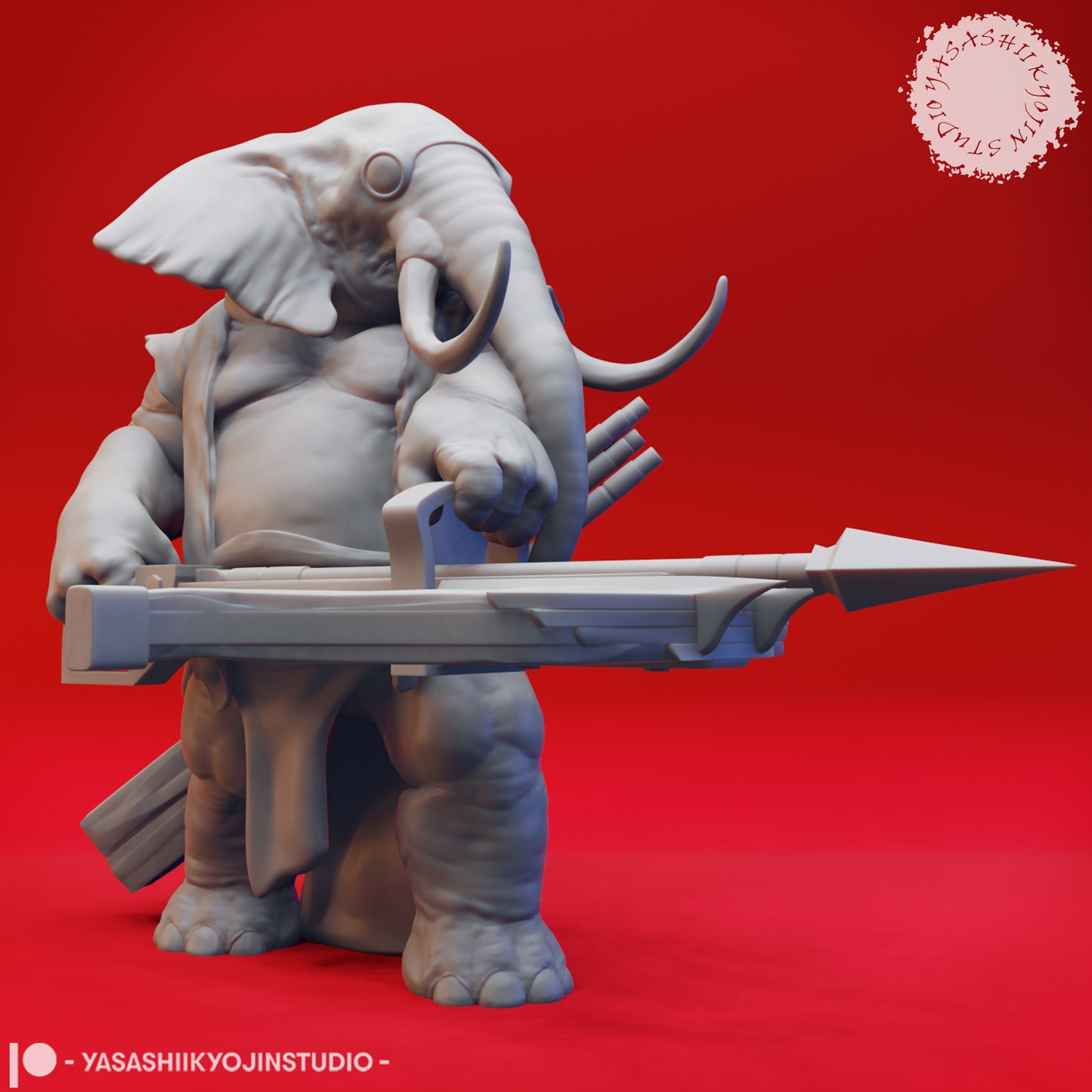 Loxodon Ranger - 3D Printed Mini for Tabletop Gaming, Dungeons and Dragons, Pathfinder, Kings of War and other RPG's