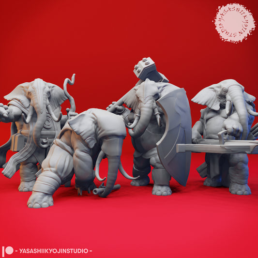 Loxodon Herd - Bundle - 3D Printed Mini for Tabletop Gaming, Dungeons and Dragons, Pathfinder, Kings of War and other RPG's