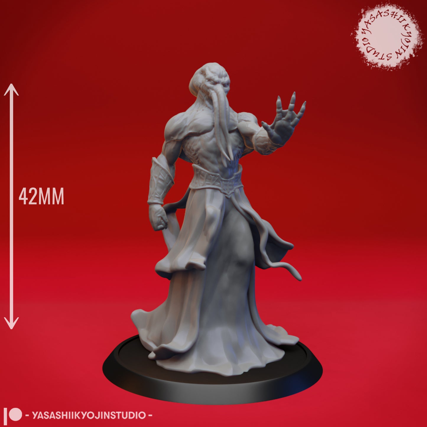Mind Flayer - Sorceror - 3D Printed Mini for Tabletop Gaming, Dungeons and Dragons, Pathfinder, Kings of War and other RPG's