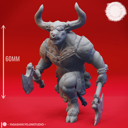 Minotaur Warchief - 3D Printed Mini for Tabletop Gaming, Dungeons and Dragons, Pathfinder, Kings of War and other RPG's