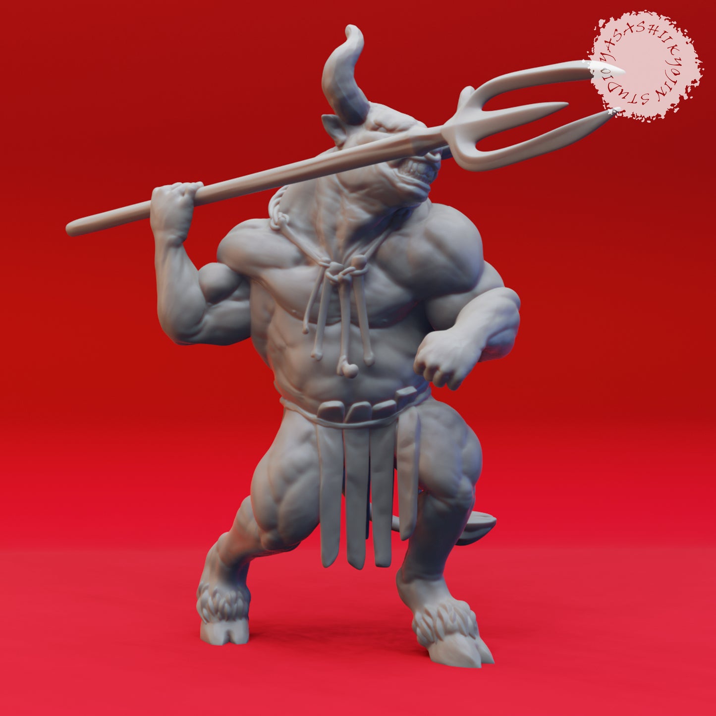 Minotaur - Trident - 3D Printed Mini for Tabletop Gaming, Dungeons and Dragons, Pathfinder, Kings of War and other RPG's