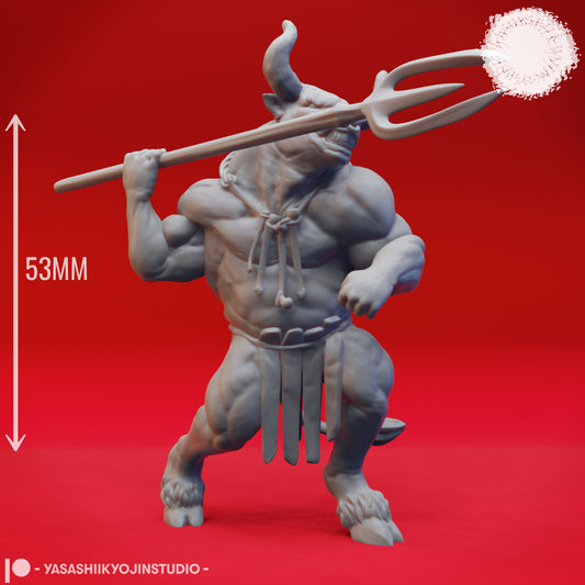 Minotaur - Trident - 3D Printed Mini for Tabletop Gaming, Dungeons and Dragons, Pathfinder, Kings of War and other RPG's