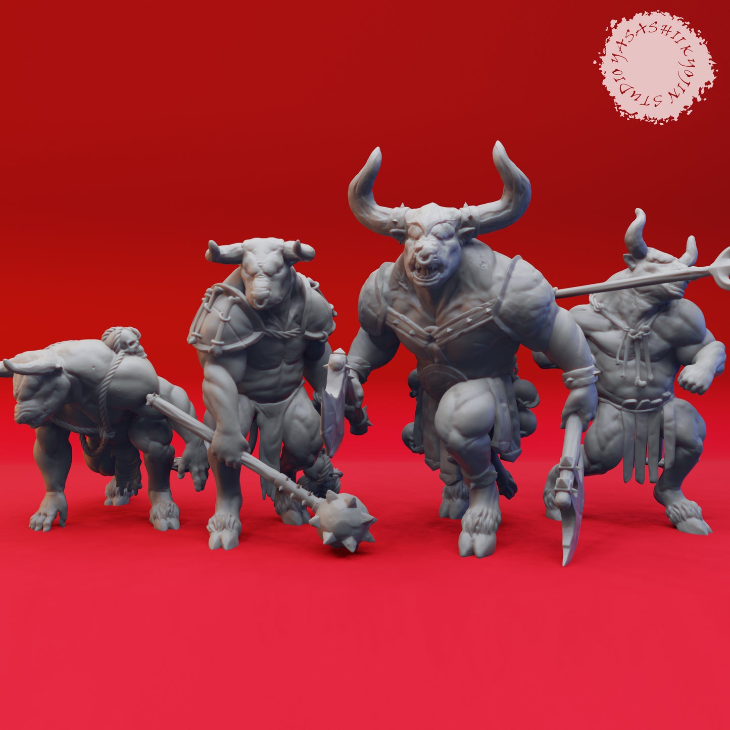 Minotaur Warband - Bundle - 3D Printed Mini for Tabletop Gaming, Dungeons and Dragons, Pathfinder, Kings of War and other RPG's