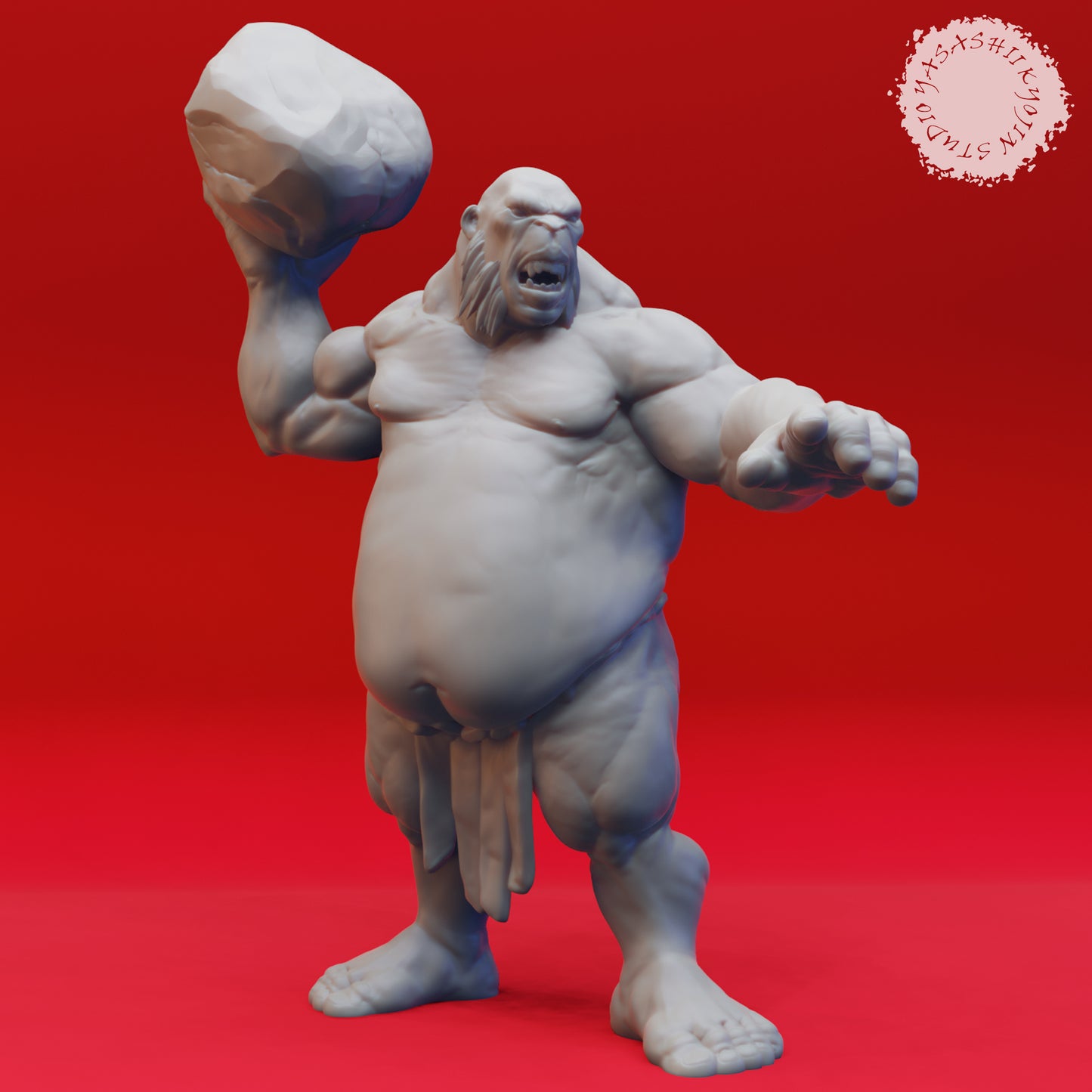 Ogre - Thrower - 3D Printed Mini for Tabletop Gaming, Dungeons and Dragons, Pathfinder, Kings of War and other RPG's