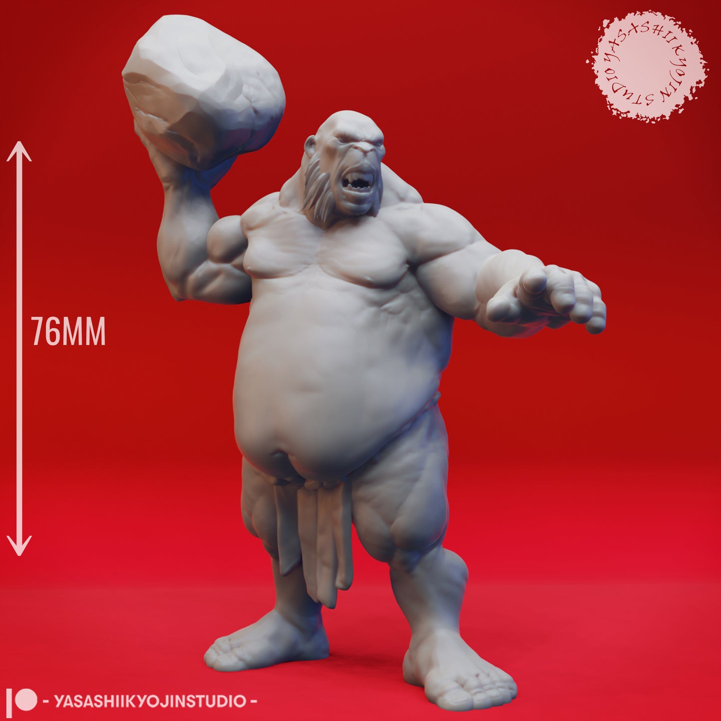 Ogre - Thrower - 3D Printed Mini for Tabletop Gaming, Dungeons and Dragons, Pathfinder, Kings of War and other RPG's