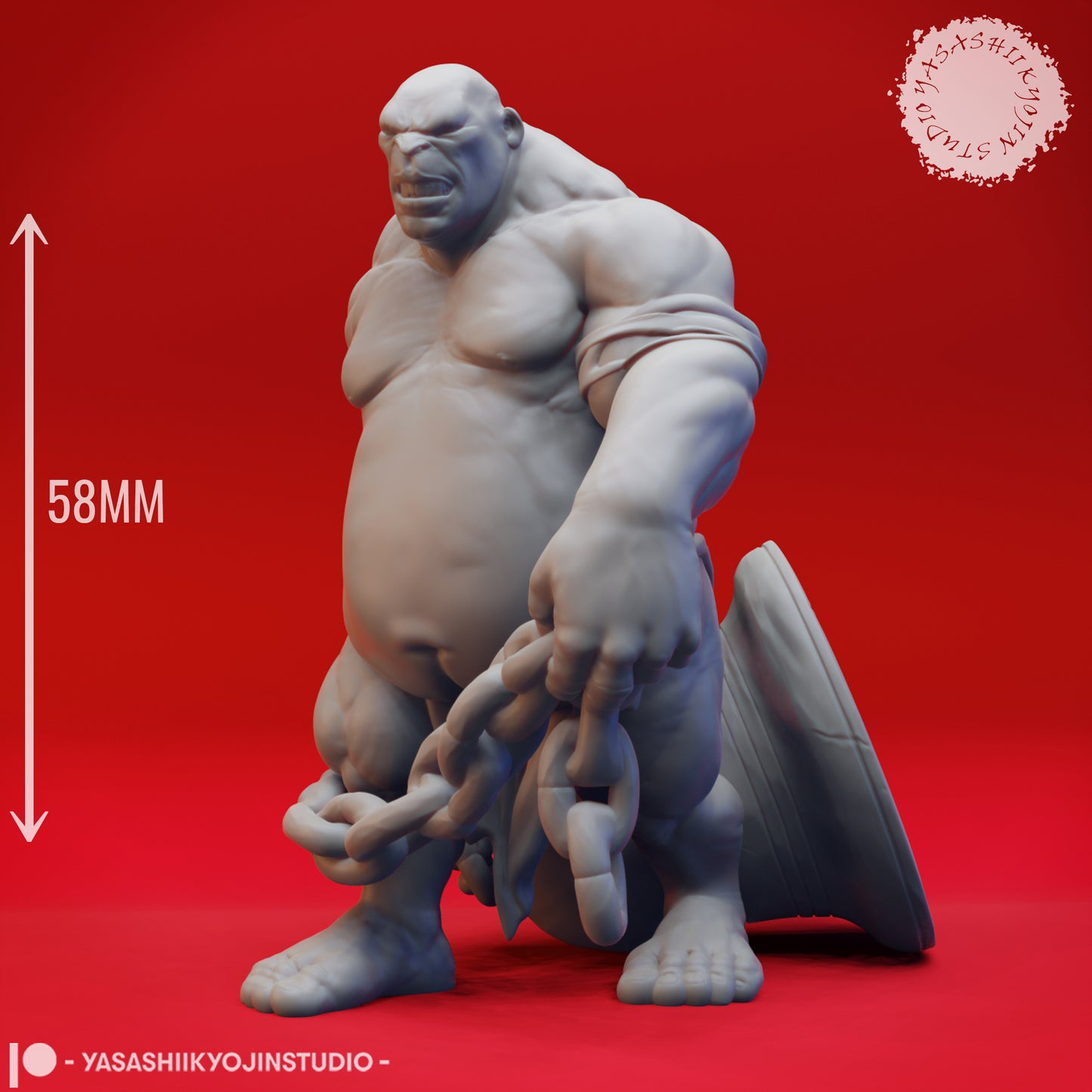 Ogre - Dragger - 3D Printed Mini for Tabletop Gaming, Dungeons and Dragons, Pathfinder, Kings of War and other RPG's