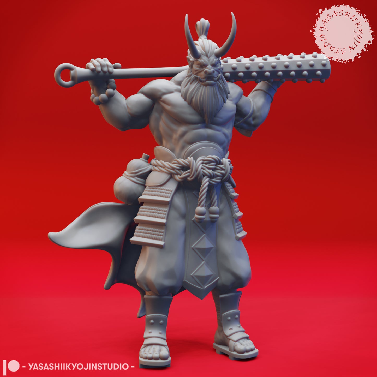 Oni - Kanabo - 3D Printed Mini for Tabletop Gaming, Dungeons and Dragons, Pathfinder, Kings of War and other RPG's
