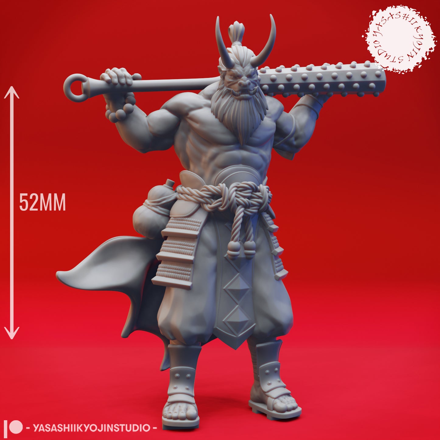 Oni - Kanabo - 3D Printed Mini for Tabletop Gaming, Dungeons and Dragons, Pathfinder, Kings of War and other RPG's