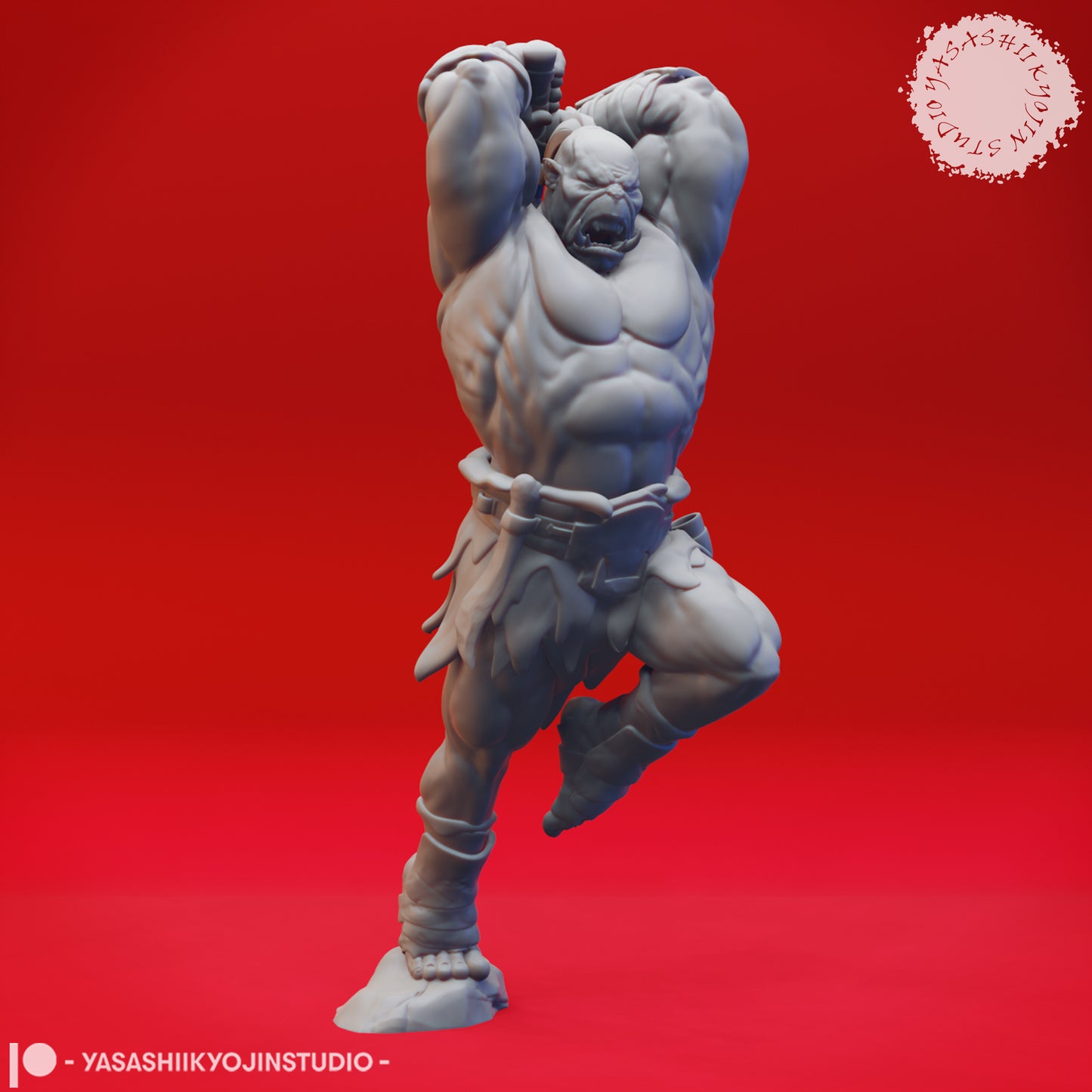 Orc - Leaping - 3D Printed Mini for Tabletop Gaming, Dungeons and Dragons, Pathfinder, Kings of War and other RPG's