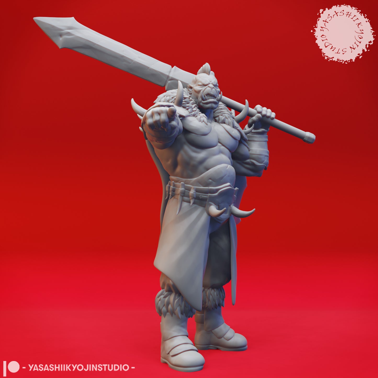 Orc - Warchief - 3D Printed Mini for Tabletop Gaming, Dungeons and Dragons, Pathfinder, Kings of War and other RPG's