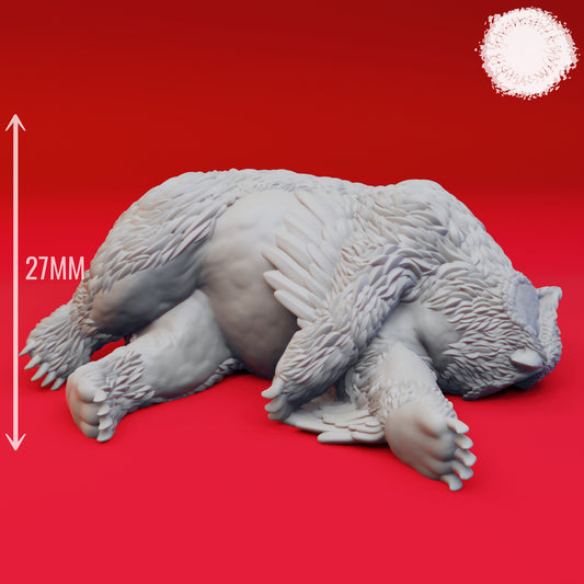 Owlbear - Defeated- 3D Printed Mini for Tabletop Gaming, Dungeons and Dragons, Pathfinder, Kings of War and other RPG's