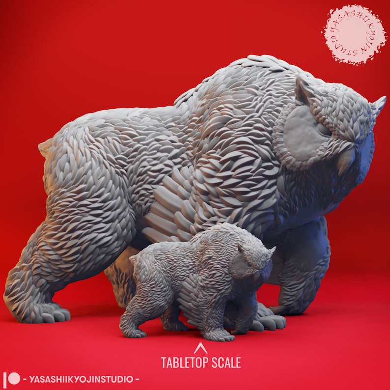 Giant Owlbear - EPIC SCALE - 3D Printed Mini for Tabletop Gaming, Dungeons and Dragons, Pathfinder, Kings of War and other RPG's