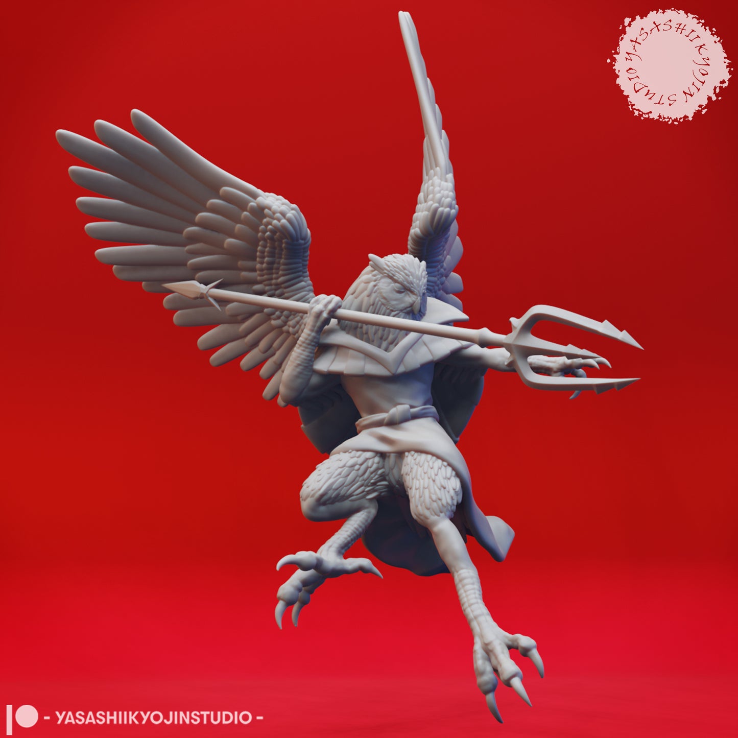 Owlin - Fighter - 3D Printed Mini for Tabletop Gaming, Dungeons and Dragons, Pathfinder, Kings of War and other RPG's