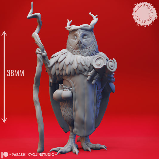 Owlin - Druid - 3D Printed Mini for Tabletop Gaming, Dungeons and Dragons, Pathfinder, Kings of War and other RPG's