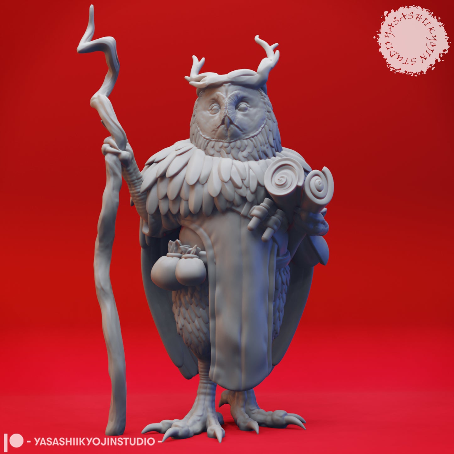 Owlin - Druid - 3D Printed Mini for Tabletop Gaming, Dungeons and Dragons, Pathfinder, Kings of War and other RPG's