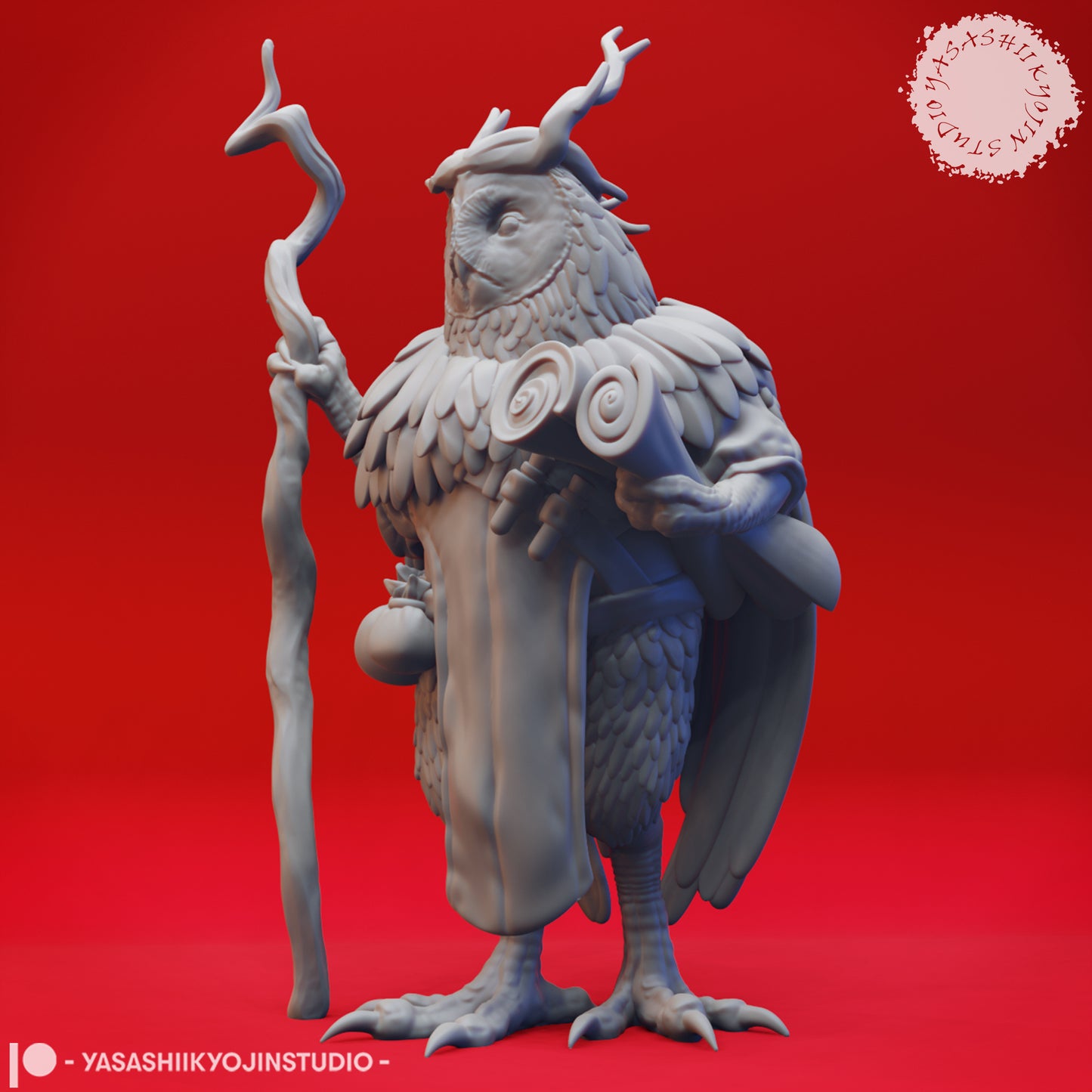 Owlin - Druid - 3D Printed Mini for Tabletop Gaming, Dungeons and Dragons, Pathfinder, Kings of War and other RPG's