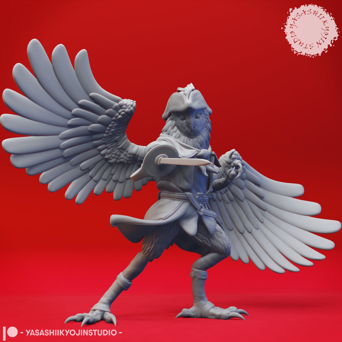 Owlin - Swashbuckler - 3D Printed Mini for Tabletop Gaming, Dungeons and Dragons, Pathfinder, Kings of War and other RPG's