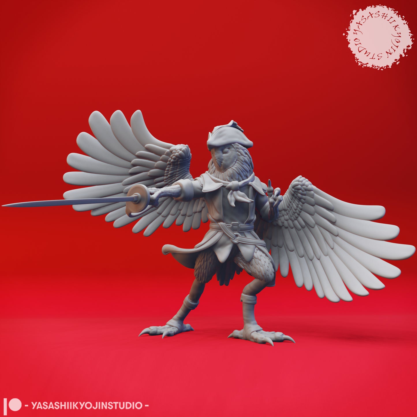 Owlin - Swashbuckler - 3D Printed Mini for Tabletop Gaming, Dungeons and Dragons, Pathfinder, Kings of War and other RPG's