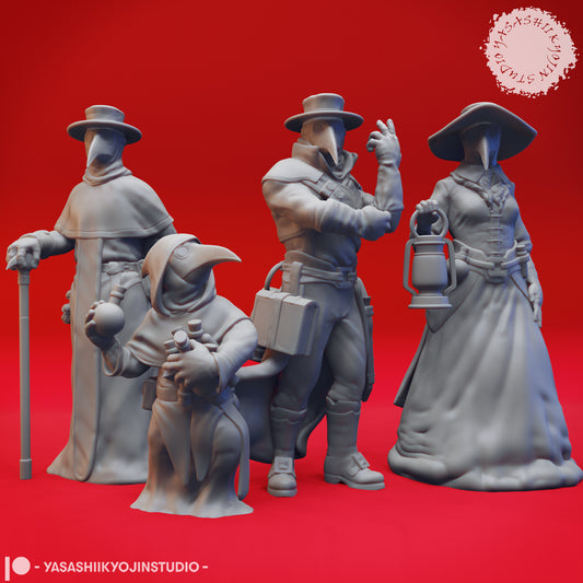 Plague Doctors - Bundle - 3D Printed Mini for Tabletop Gaming, Dungeons and Dragons, Pathfinder, Kings of War and other RPG's