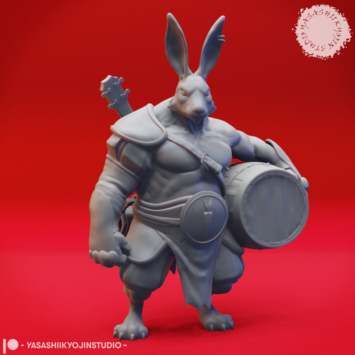 Rabbitfolk - Bardbarian - 3D Printed Mini for Tabletop Gaming, Dungeons and Dragons, Pathfinder, Kings of War and other RPG's