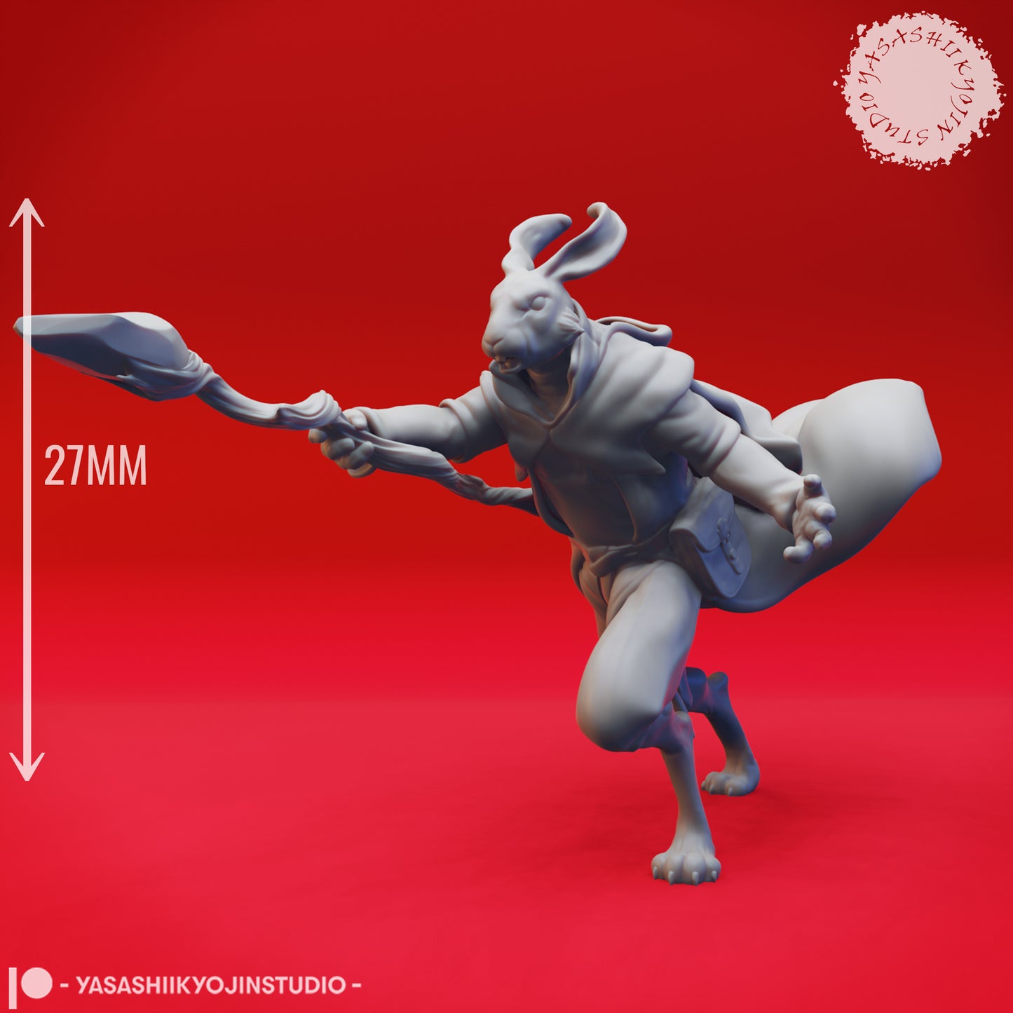 Rabbitfolk - Wizard - 3D Printed Mini for Tabletop Gaming, Dungeons and Dragons, Pathfinder, Kings of War and other RPG's