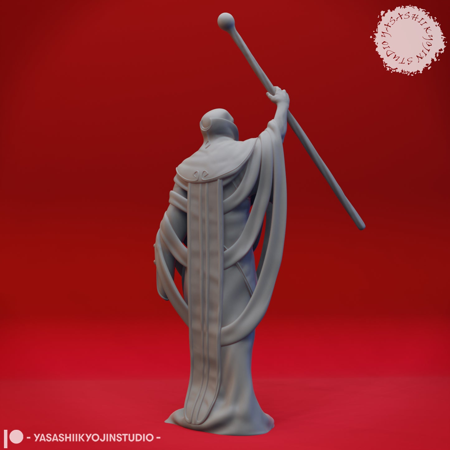 Red Wizard - Glass Staff - Tabletop Miniatures (Pre-Supported STL)