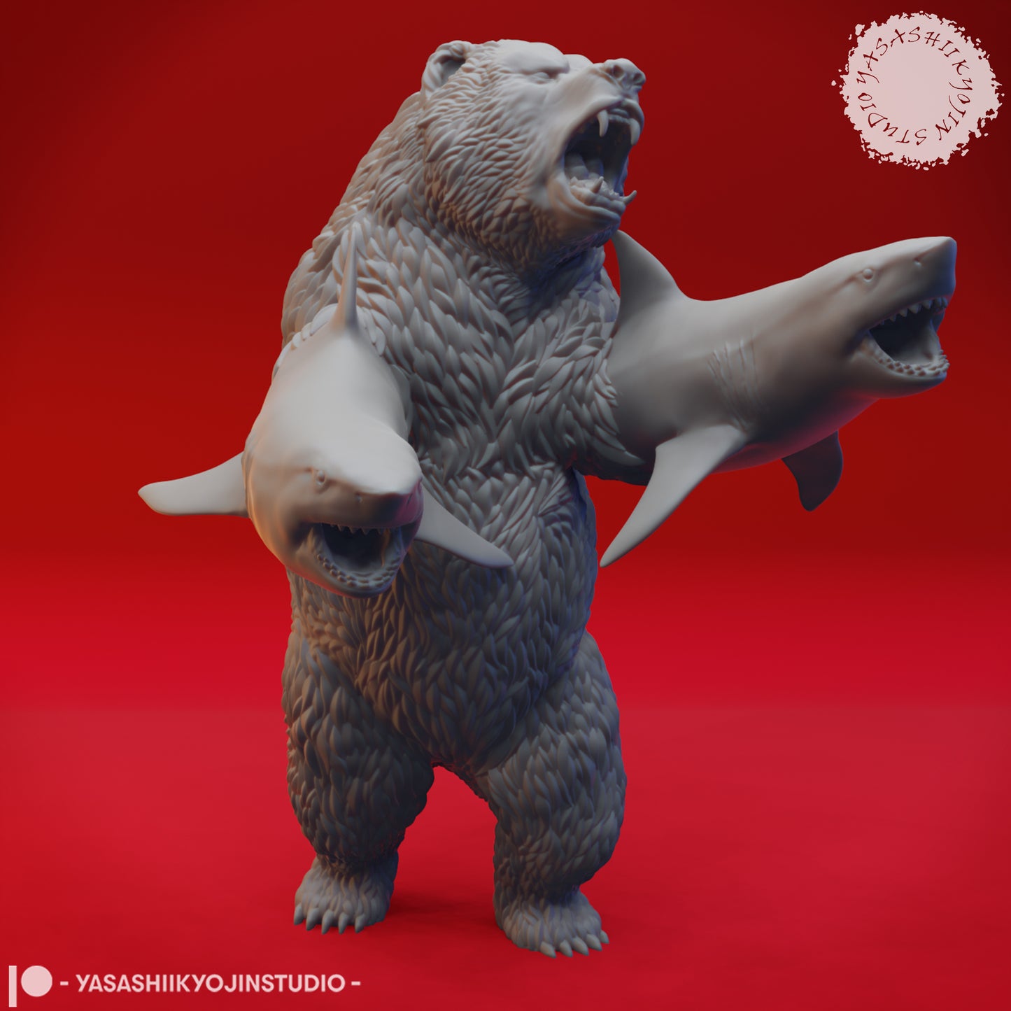 Sharkenbear - 3D Printed Mini for Tabletop Gaming, Dungeons and Dragons, Pathfinder, Kings of War and other RPG's