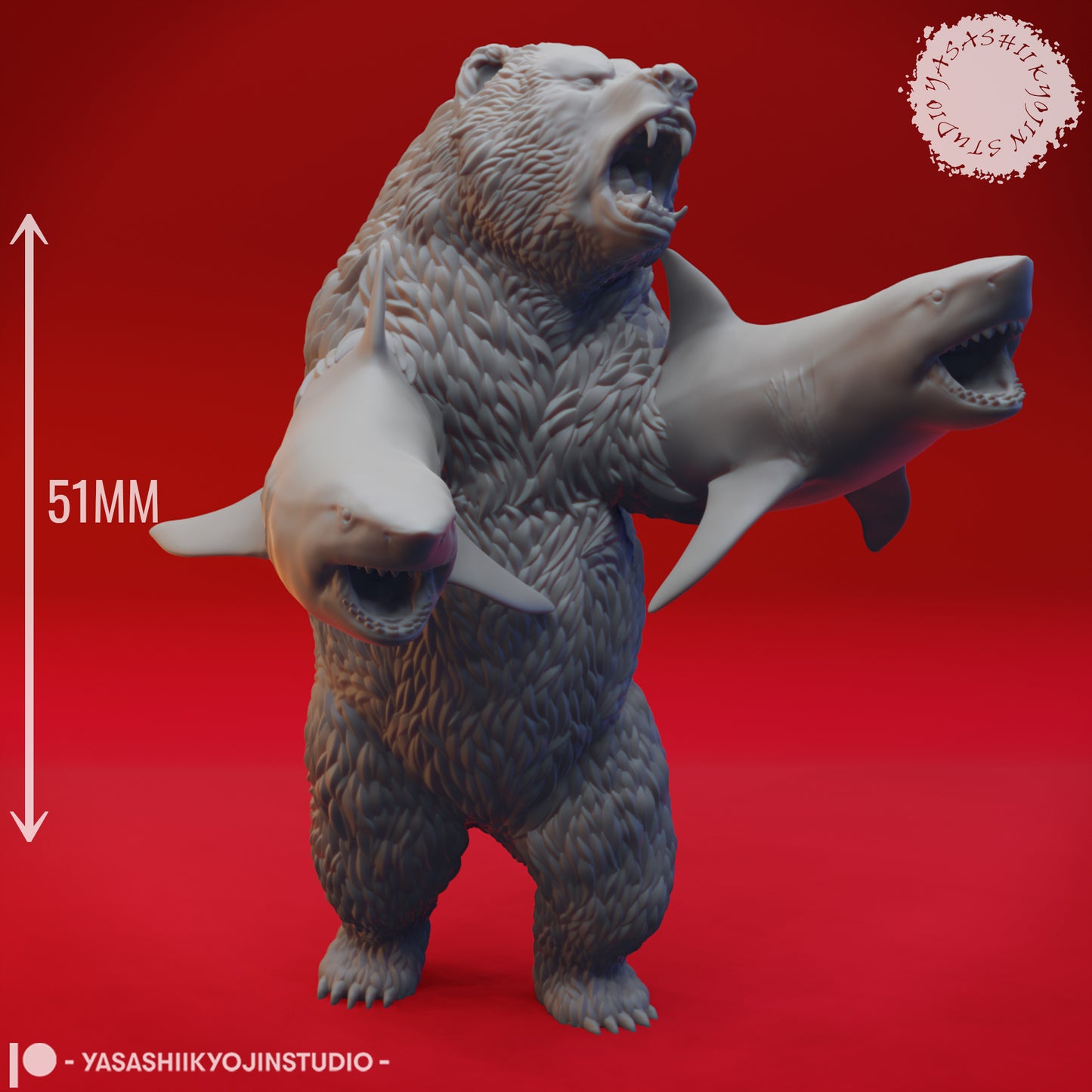 Sharkenbear - 3D Printed Mini for Tabletop Gaming, Dungeons and Dragons, Pathfinder, Kings of War and other RPG's