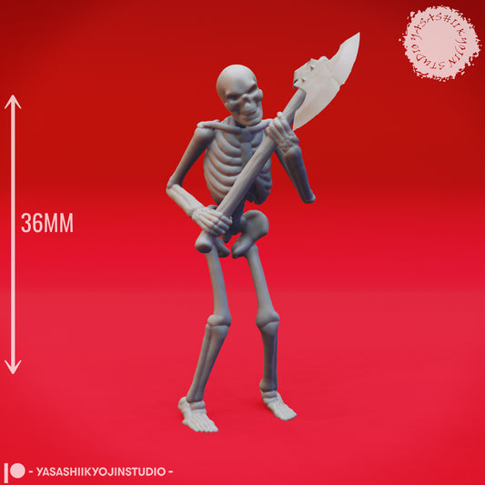 Skeleton Axe - B - 3D Printed Minis for Tabletop Gaming, Dungeons and Dragons, Pathfinder, Kings of War and other RPG's
