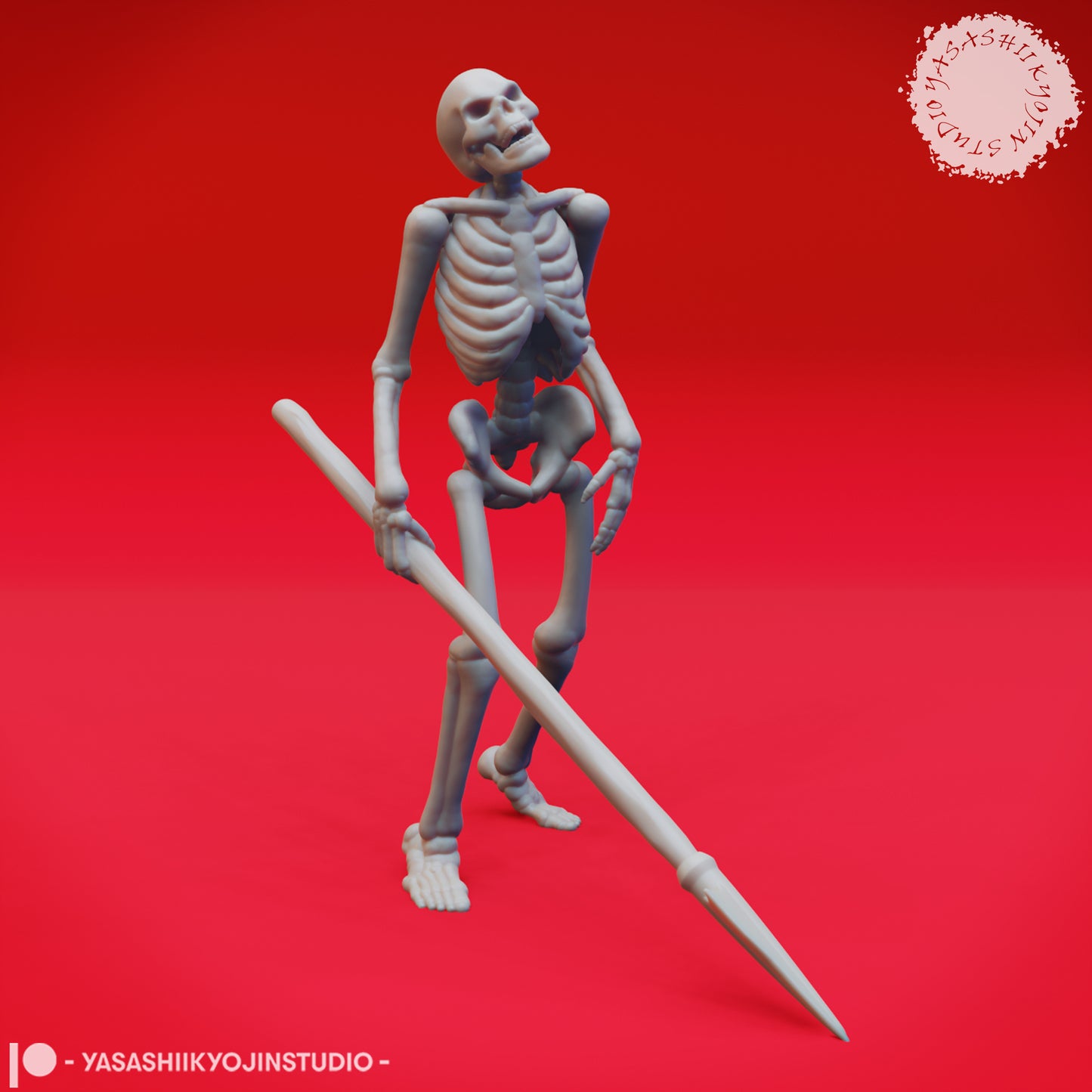 Skeleton Spear - A - 3D Printed Minis for Tabletop Gaming, Dungeons and Dragons, Pathfinder, Kings of War and other RPG's
