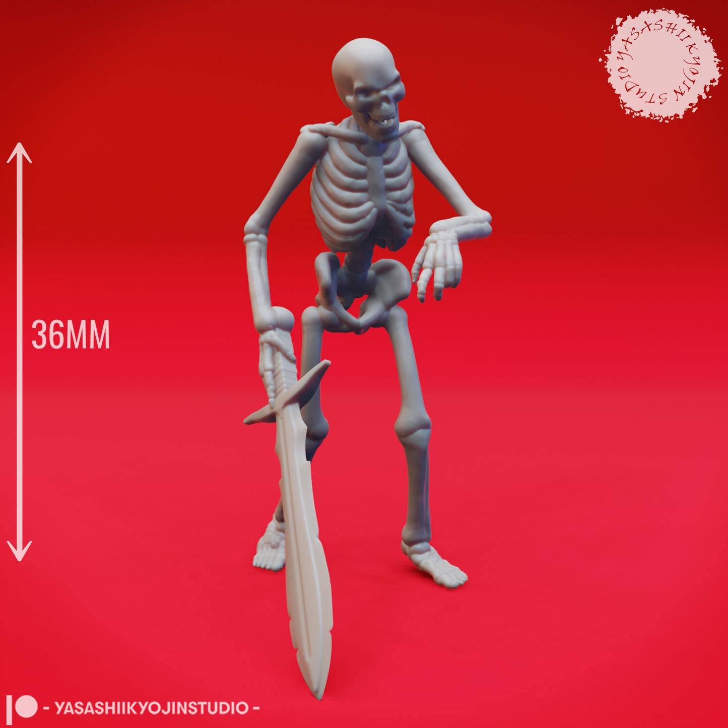 Skeleton Sword - B - 3D Printed Minis for Tabletop Gaming, Dungeons and Dragons, Pathfinder, Kings of War and other RPG's